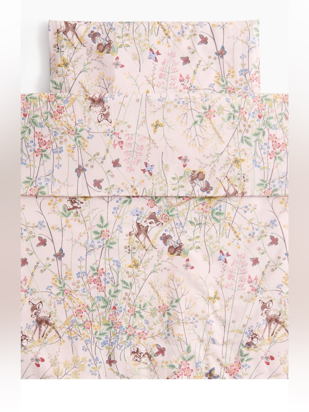 H&M Home Disney x Sanderson Bambi whimsical forest print duvet cover sham twin